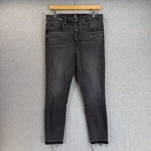 Gap Womens True Skinny High-Rise Button-Fly Washed Black Gray Jeans Size 10 / 30